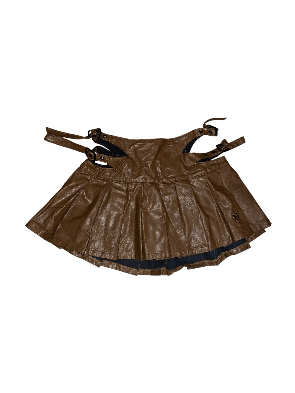 Darkerwavs x Dollskill | Pleated Faux Leather skirt with Hip cutout | XS